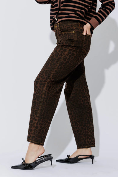 MOTTO - Brown animal print barrel jeans! 12