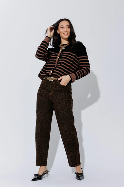 MOTTO - Brown animal print barrel jeans! 12