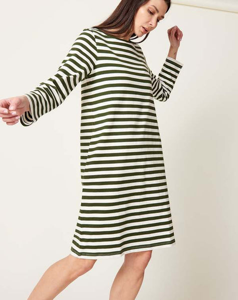 KOWTOW - Breton dress - Deep green stripe! 18