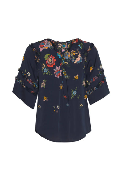 LOOBIE'S STORY - Gala satin blouse - Indigo floral! 16