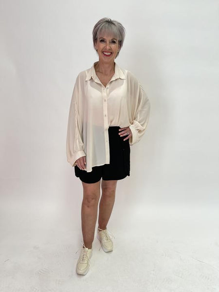 C.REED - Cream chiffon lounger shirt! 8-18