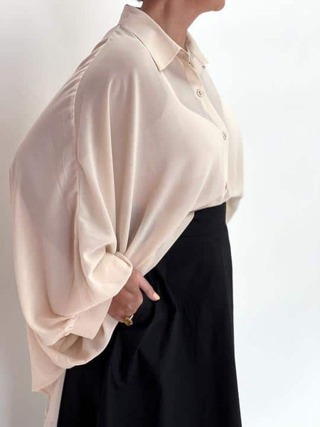 C.REED - Cream chiffon lounger shirt! 8-18