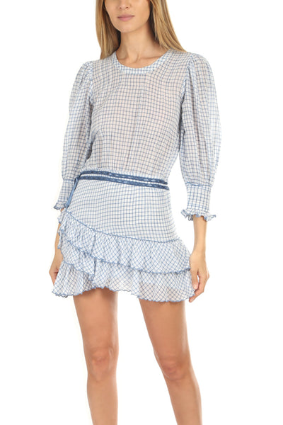 LOVE SHACK FANCY (BN) "Lorelei" Caspbian blue check dress! 12