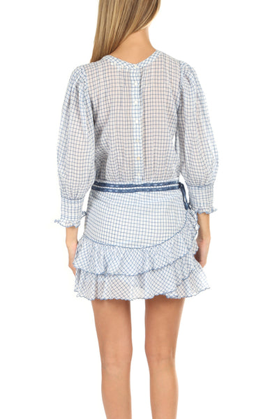 LOVE SHACK FANCY (BN) "Lorelei" Caspbian blue check dress! 12