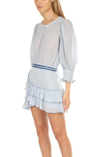 LOVE SHACK FANCY (BN) "Lorelei" Caspbian blue check dress! 12