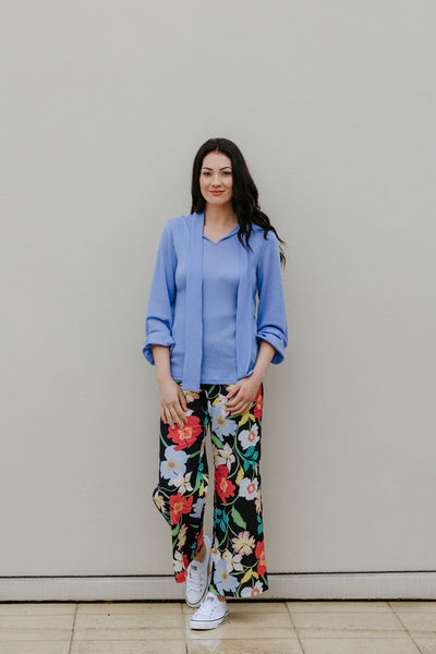 LOVE & GLORY (NZ)(LN) Wide leg linen pant - Black floral! 12