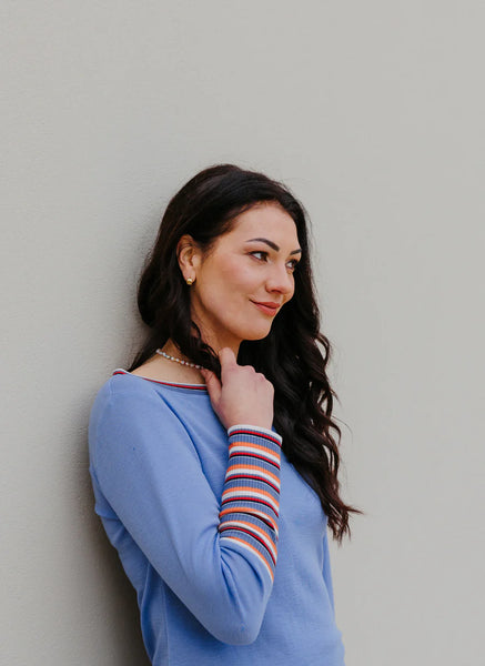 LOVE & GLORY - Alma merino top - Cornflower! 8-10