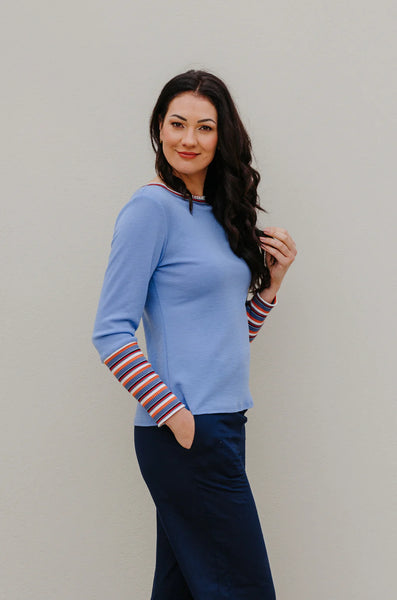 LOVE & GLORY - Alma merino top - Cornflower! 8-10