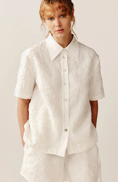 MARLE - Embroidered tape linen Luciana shirt ! 10