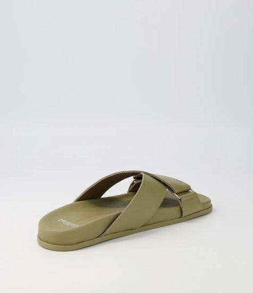 MOLLINI (LN) "Hefti" leather slides - Khaki! 39