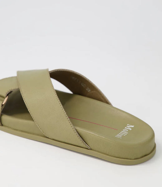 MOLLINI (LN) "Hefti" leather slides - Khaki! 39