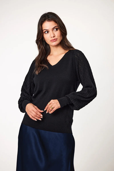 NEWPORT - Nina pointelle sleeve merino jumper! 12