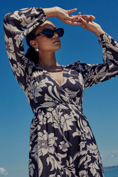 AMONG THE BRAVE "Ocean" wrap tencel midi dress! 12