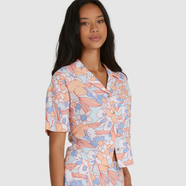 ROXY - Floral crop shelly beach shirt! 8-10
