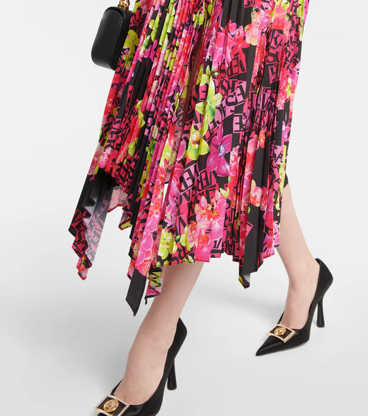 VERSACE (LN) ITA -  Logo orchid pleated midi skirt! 10