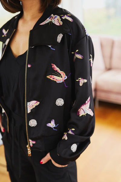 SEDUCE (LN) Camille embroidered moth bomber jacket! 14