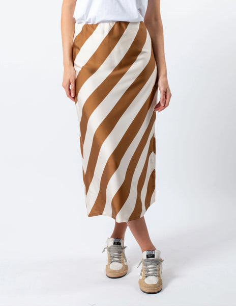 STELLA + GEMMA "Erin" satin skirt - Choc stripe! 14