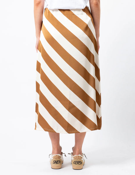 STELLA + GEMMA "Erin" satin skirt - Choc stripe! 14