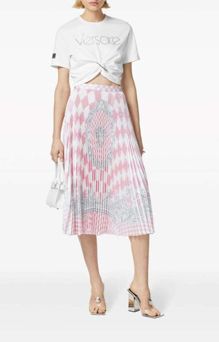 VERSACE (LN) ITA -  Silver baroque pleated midi skirt! 6