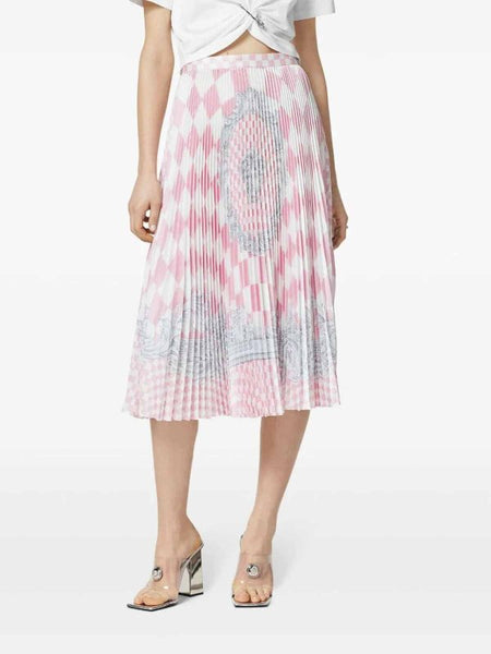 VERSACE (LN) ITA -  Silver baroque pleated midi skirt! 6