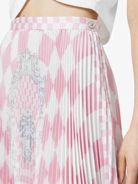 VERSACE (LN) ITA -  Silver baroque pleated midi skirt! 6