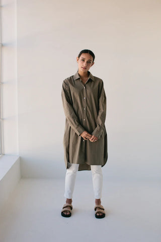 SOPHIE - Oversized cotton "Always shirt" Khaki! 8-18