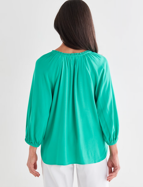 ELLA J (LN) Gathered detail top - Green! 16