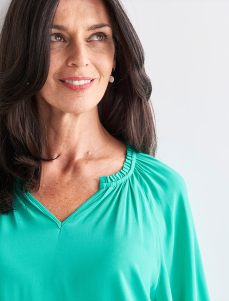 ELLA J (LN) Gathered detail top - Green! 16