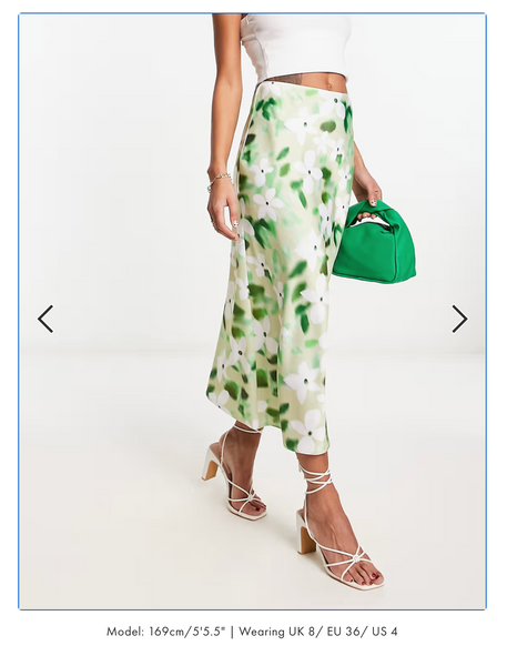 ASOS - Green floral satin bias midi skirt! 12