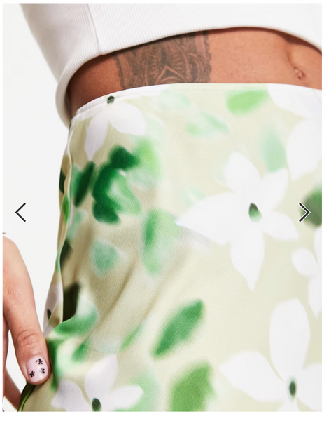 ASOS - Green floral satin bias midi skirt! 12