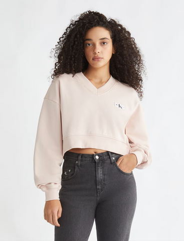 CALVIN KLEIN JEANS (LN) V neck crop sweater - Sepia rose! 14
