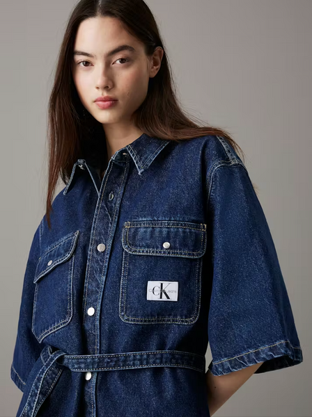 CALVIN KLIEN - Belted denim shirt dress! 14