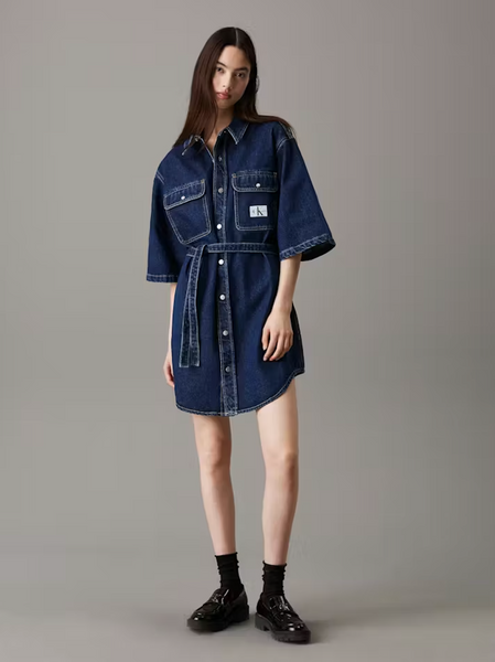 CALVIN KLIEN - Belted denim shirt dress! 14