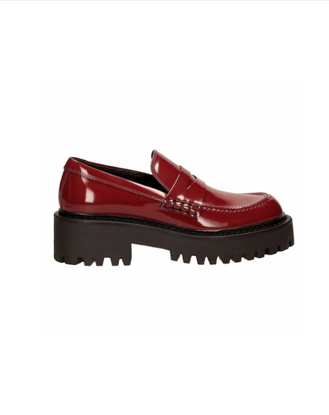 VIC MATIE - Leather platform loafers - Dark cherry! 37.5