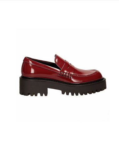 VIC MATIE - Leather platform loafers - Dark cherry! 37.5