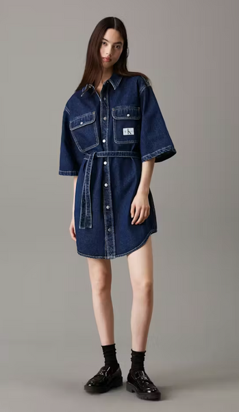 CALVIN KLIEN - Belted denim shirt dress! 14