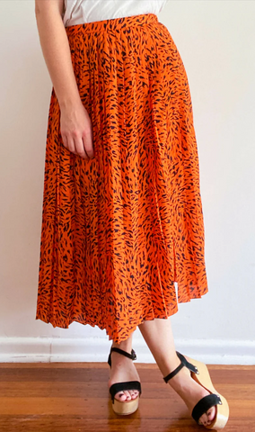 COUNTRY ROAD - Orange animal pleat midi skirt! 10