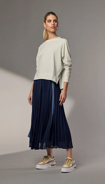 MADLY SWEETLY - Just pleat it side stripe skirt - Navy! 14