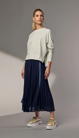 MADLY SWEETLY - Just pleat it side stripe skirt - Navy! 14