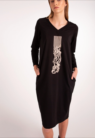 NYNE (NZ) Ebb print L/S dress + pockets! 16