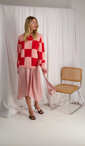 TUESDAY - Mohair + wool knit - Pink/red check! 12