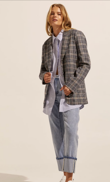 ZOE KRATZMANN - Index jacket - Navy/tan plaid! 12