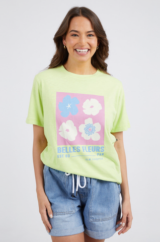 ELM (LN) "Belles fleurs" print tee - Keylime! 8-10