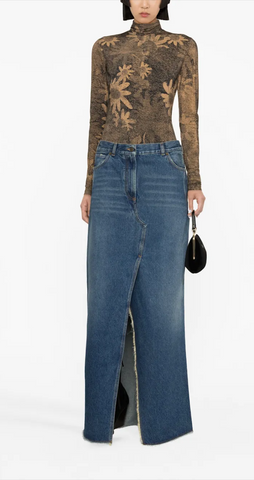 DARKPARK (LN) Luxury Italian made denim maxi skirt! 8