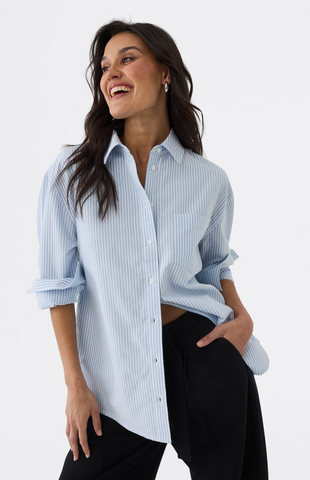 & ME - Oxford stripe shirt - Light blue! 12-14