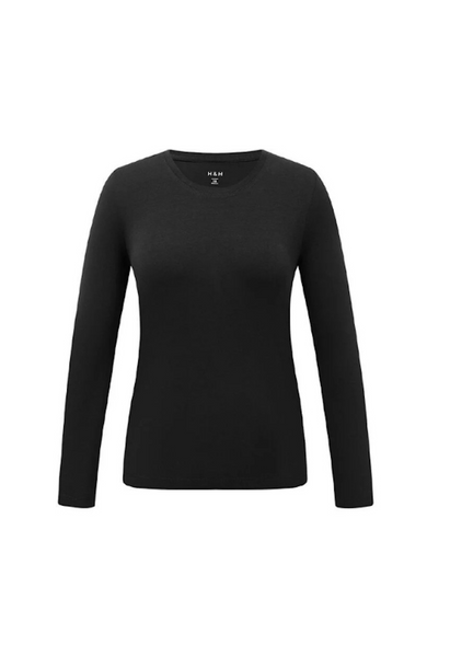 H&H - Cotton L/S stretch top! Black 16
