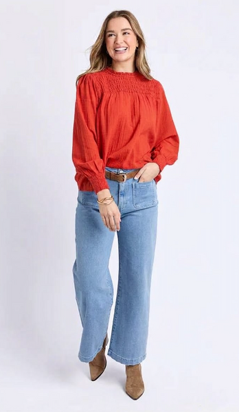 FOXWOOD - Whitney shirred top - Persimmon orange! 12