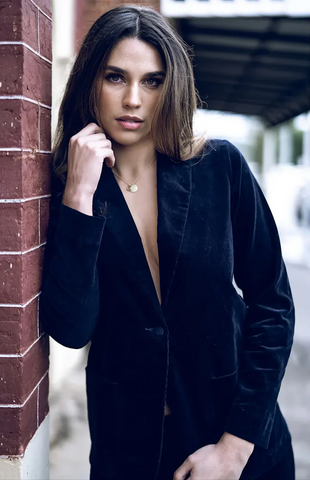 HUMIDITY (LN) Navy velvet cord blondie blazer! 12