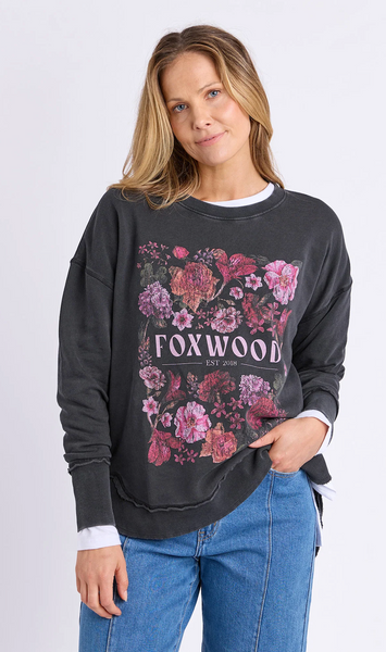 FOXWOOD (LN) Vintage posy jumper - Washed black! 12-16