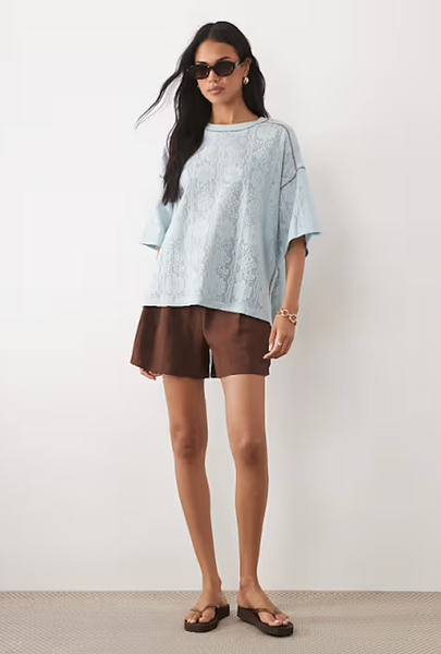 ASOS - Jersey crochet oversized tee - Baby blue! 12-16